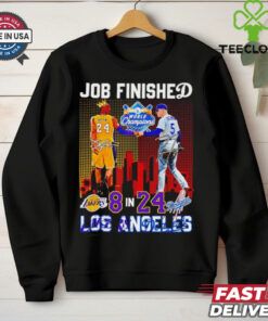 Los Angeles Lakers and Dodgers players Bryant and Freeman job finished shirt