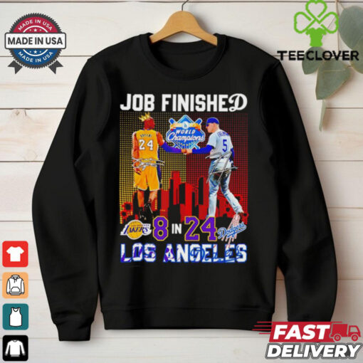 Los Angeles Lakers and Dodgers players Bryant and Freeman job finished shirt
