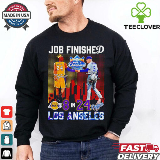 Los Angeles Lakers and Dodgers players Bryant and Freeman job finished shirt