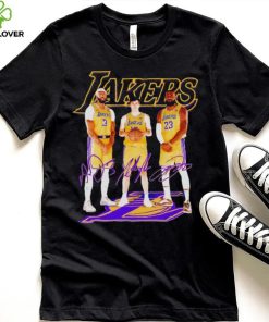 Los Angeles Lakers basketball three members signatures shirt