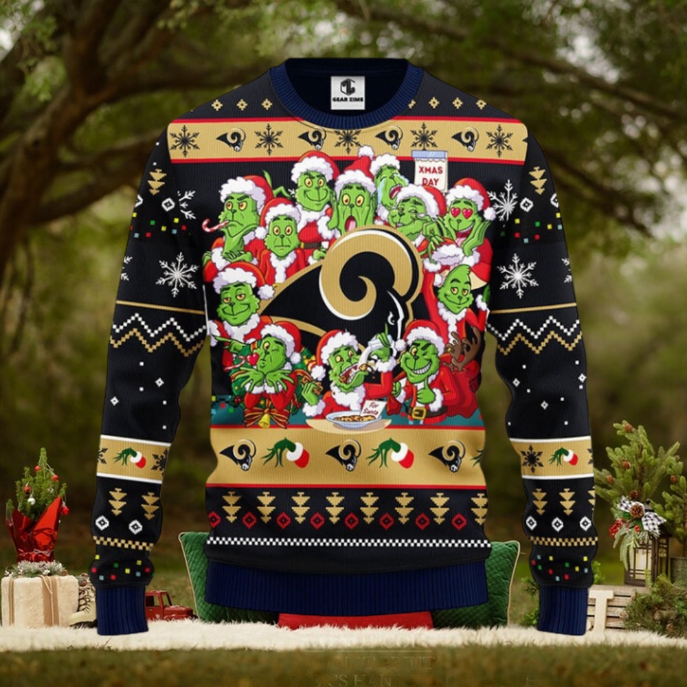 Los Angeles Rams 12 Grinch Xmas Day Christmas Ugly Sweater Los Angeles Rams 12 Grinch Xmas Day Christmas Ugly Sweater