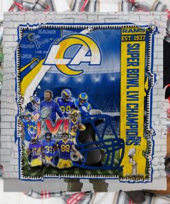 Los Angeles Rams 2021 Super Bowl LVI Champions Quilt Throw Twin Queen King (2)