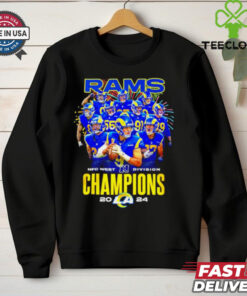 Los Angeles Rams 2024 NFC West Division Champions T-shirt, featuring all-team design, unisex fit, Los Angeles Rams fan gear, NFC West division championship shirt.