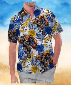 Los Angeles Rams America Flag Tropical Floral Aloha Hawaiian Shirt