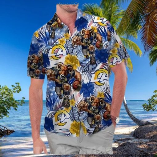 Los Angeles Rams America Flag Tropical Floral Aloha Hawaiian Shirt