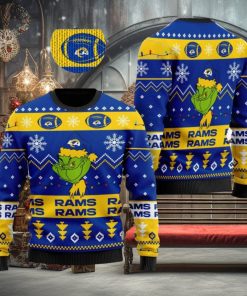 Los Angeles Rams American NFL Football Team Logo Cute Grinch Ugly Christmas Sweater