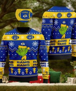 Los Angeles Rams American NFL Football Team Logo Cute Grinch Ugly Christmas Sweater