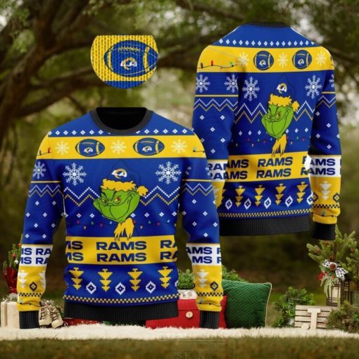 Los Angeles Rams American NFL Football Team Logo Cute Grinch Ugly Christmas Sweater