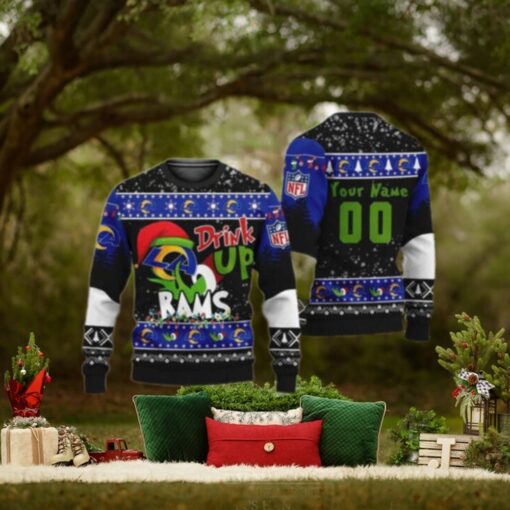 Los Angeles Rams Drink Up Grinch Ugly Christmas Sweater