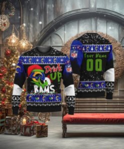 Los Angeles Rams Drink Up Grinch Ugly Christmas Sweater