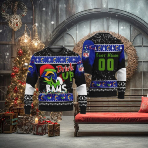 Los Angeles Rams Drink Up Grinch Ugly Christmas Sweater