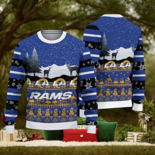 Los Angeles Rams Fans Reindeers Pattern Ugly Christmas Sweater Gift