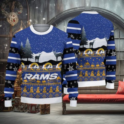 Los Angeles Rams Fans Reindeers Pattern Ugly Christmas Sweater Gift