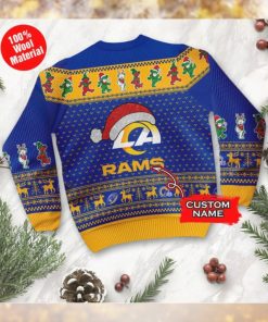 Los Angeles Rams Grateful Dead SKull And Bears Custom Name Ugly Sweater NFL Football Christmas Shirt