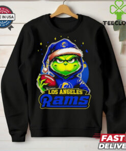 Los Angeles Rams Grinch wearing Santa hat Christmas 2024 shirt