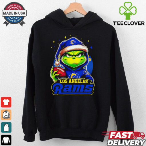 Los Angeles Rams Grinch wearing Santa hat Christmas 2024 shirt