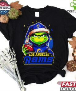 Los Angeles Rams Grinch wearing Santa hat Christmas 2024 shirt