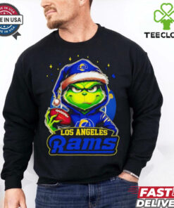 Los Angeles Rams Grinch wearing Santa hat Christmas 2024 shirt