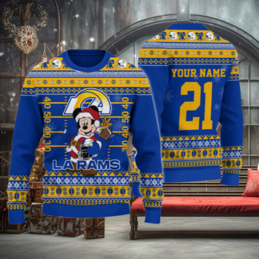 Los Angeles Rams Mickey Mouse Santa Ugly Christmas Sweater