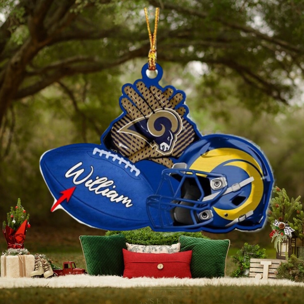 Los Angeles Rams NFL Custom Name Rugby Ball Helmet Custom Shape Christmas Ornament Los Angeles Rams NFL Custom Name Rugby Ball Helmet Custom Shape Christmas Ornament