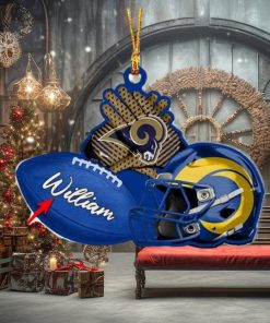Los Angeles Rams NFL Custom Name Rugby Ball Helmet Custom Shape Christmas Ornament