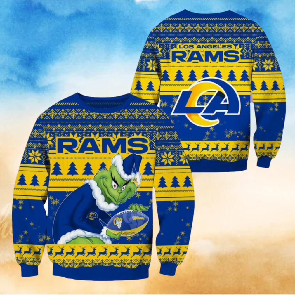 NFL Los Angeles Rams Logo With Funny Grinch Ugly Christmas Sweater Sport  Fans Men And Women Christmas Gift