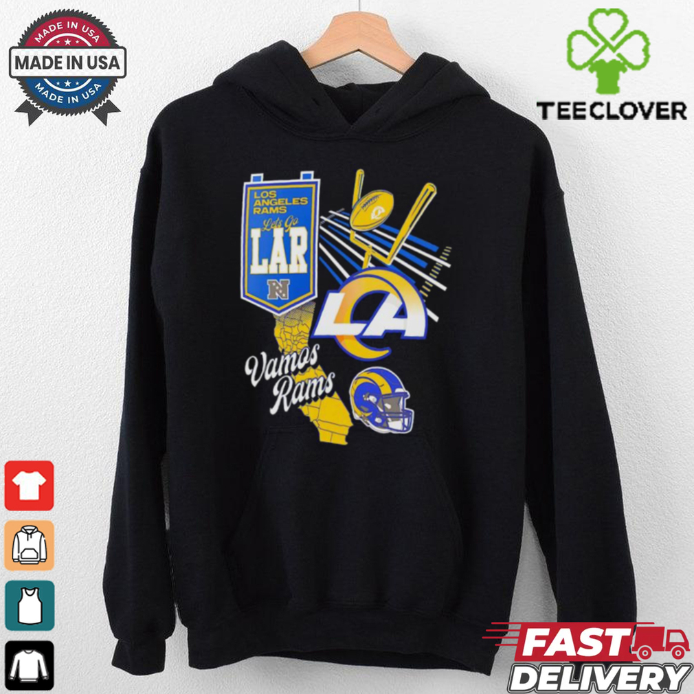 Los Angeles Rams Royal Split Zone Vamos Rams State map shirt Los Angeles Rams Royal Split Zone Vamos Rams State map shirt