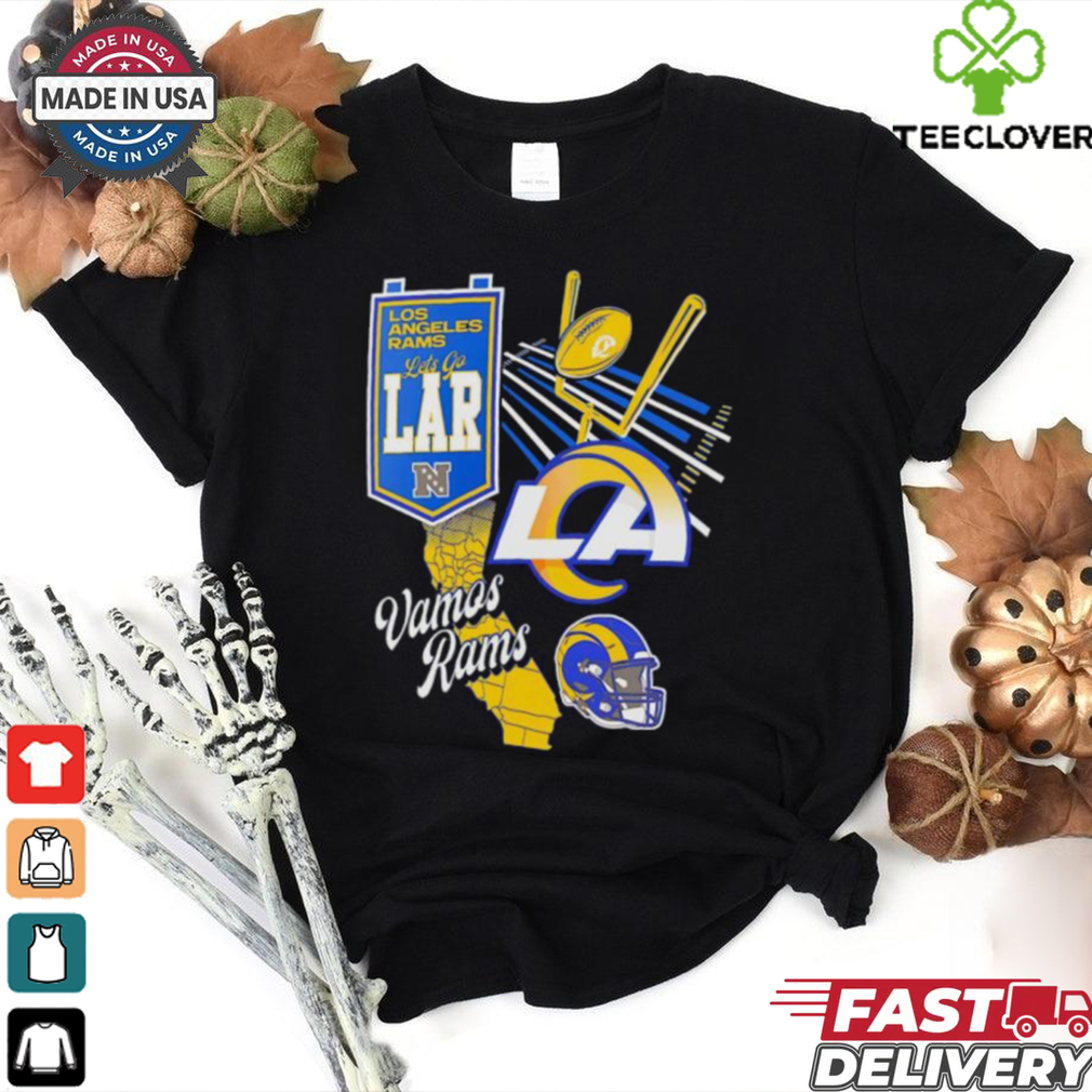 Los Angeles Rams Royal Split Zone Vamos Rams State map shirt Los Angeles Rams Royal Split Zone Vamos Rams State map shirt