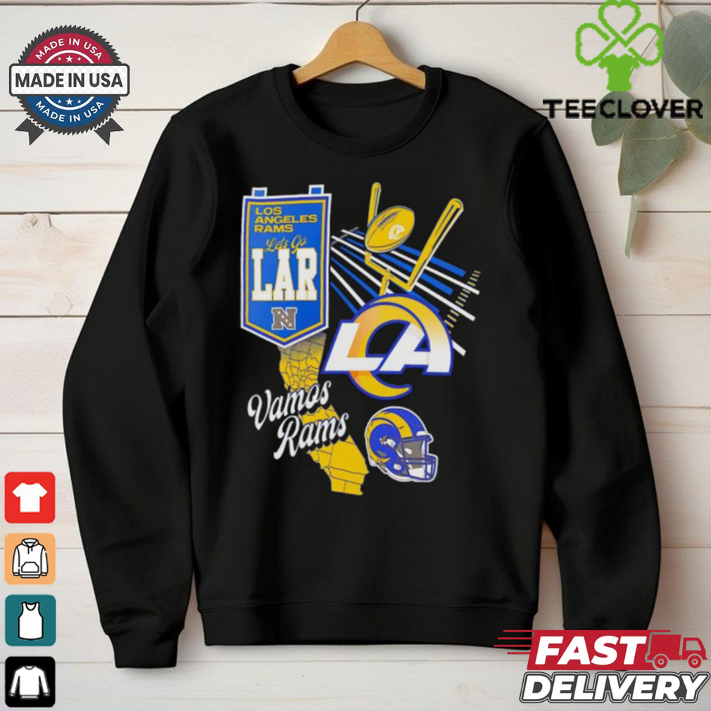 Los Angeles Rams Royal Split Zone Vamos Rams State map shirt Los Angeles Rams Royal Split Zone Vamos Rams State map shirt