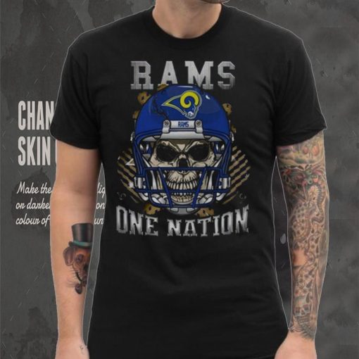 Los Angeles Rams Skull And Gloves Pattern One Nation T shirt