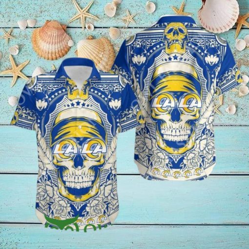 Los Angeles Rams Skull NFL Gift For Fan Hawaiian Shirt And Shorts Summer