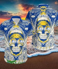 Los Angeles Rams Skull NFL Gift For Fan Hawaiian Shirt And Shorts Summer