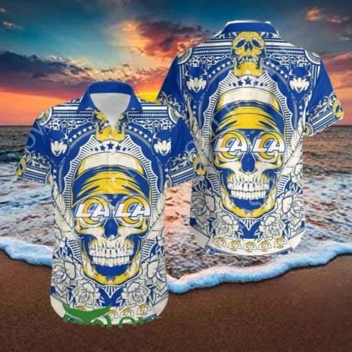 Los Angeles Rams Skull NFL Gift For Fan Hawaiian Shirt And Shorts Summer