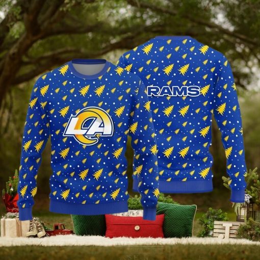 Los Angeles Rams Teams Pine Tree Patterns Pattern Knitted Sweater For Christmas