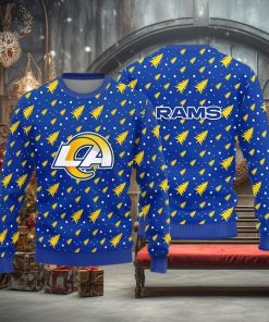 Los Angeles Rams Teams Pine Tree Patterns Pattern Knitted Sweater For Christmas