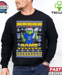 Los Angeles Rams X Grinch Christmas with Super Bowl Trophy ugly Christmas shirt