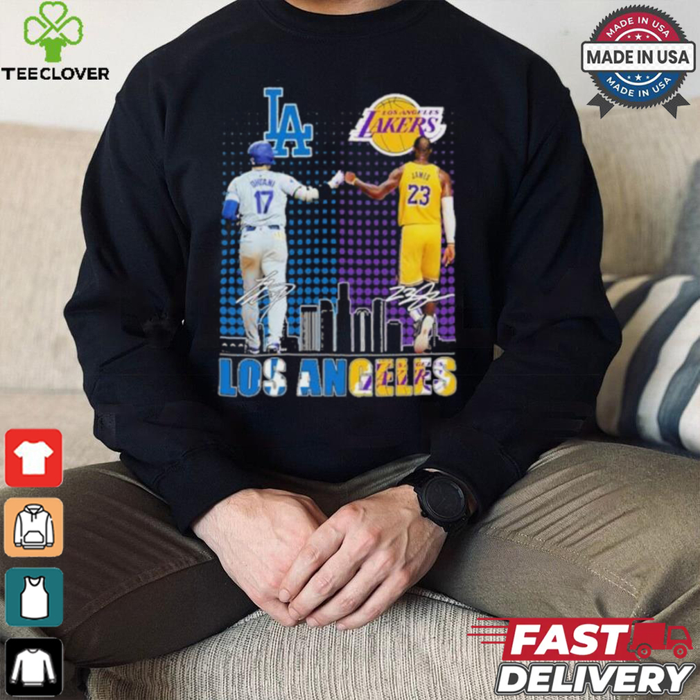 Los Angeles Sports Teams Shohei Ohtani And Lebron James Signatures Shirt Los Angeles Sports Teams Shohei Ohtani And Lebron James Signatures Shirt