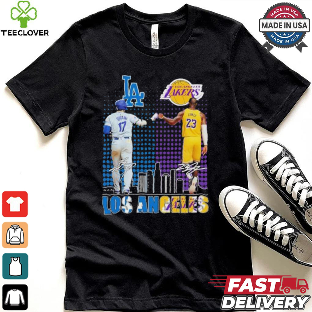Los Angeles Sports Teams Shohei Ohtani And Lebron James Signatures Shirt Los Angeles Sports Teams Shohei Ohtani And Lebron James Signatures Shirt