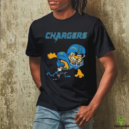 Los angeles chargers garfield cat grumpy football player hoodie, sweater, longsleeve, shirt v-neck, t-shirt