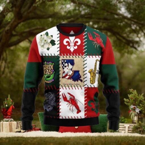 Louisiana Famous Things Ugly Christmas Sweater – Funny Family Ugly Christmas Holiday Sweater Gifts