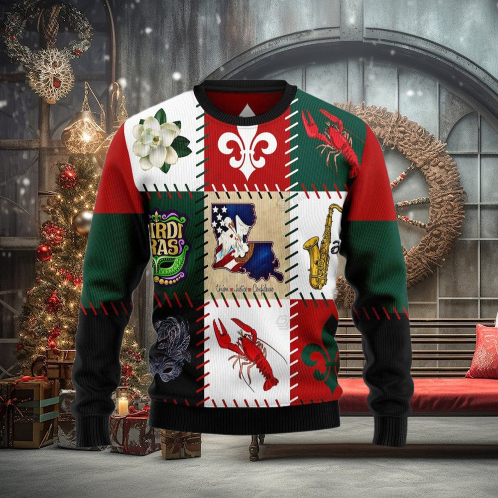 Louisiana Famous Things Ugly Christmas Sweater – Funny Family Ugly Christmas Holiday Sweater Gifts Louisiana Famous Things Ugly Christmas Sweater – Funny Family Ugly Christmas Holiday Sweater Gifts