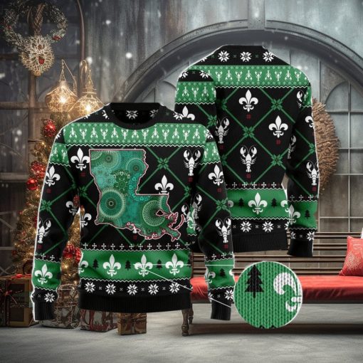 Louisiana USA Symbols Pattern Ugly Christmas Sweater Family Noel Gift