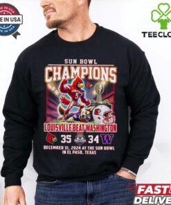 Louisville Cardinals Beat Washington 35 34 Sun Bowl Champions Dec 31 2024 Mascot Shirt