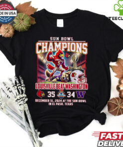 Louisville Cardinals Beat Washington 35 34 Sun Bowl Champions Dec 31 2024 Mascot Shirt