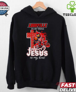 Louisville Cardinals Mascot in my veins Jesus in my heart shirt