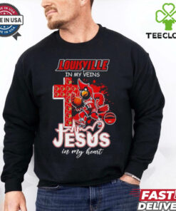 Louisville Cardinals Mascot in my veins Jesus in my heart shirt