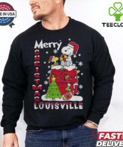 Louisville Cardinals Snoopy And Woodstock Merry Christmas Shirt