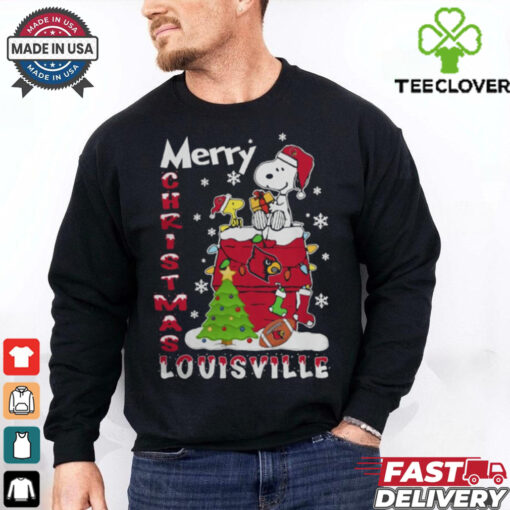 Louisville Cardinals Snoopy And Woodstock Merry Christmas Shirt