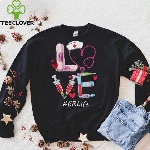 Love ER Life Nurse Cute Flowers Valentines Day Matching T Shirt