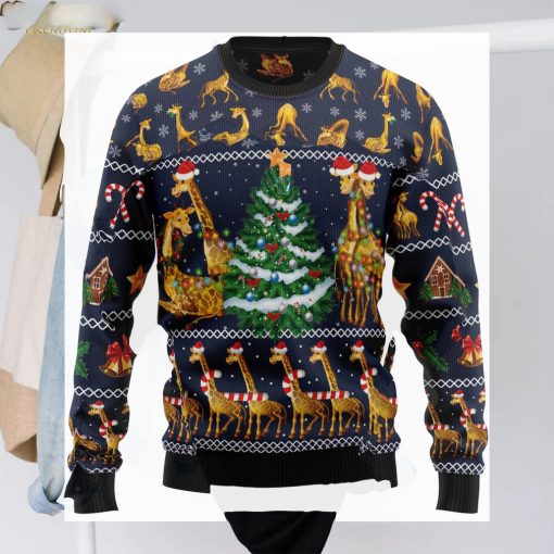 Love Giraffe Ugly Christmas Sweater   Xmas Ugly Sweater